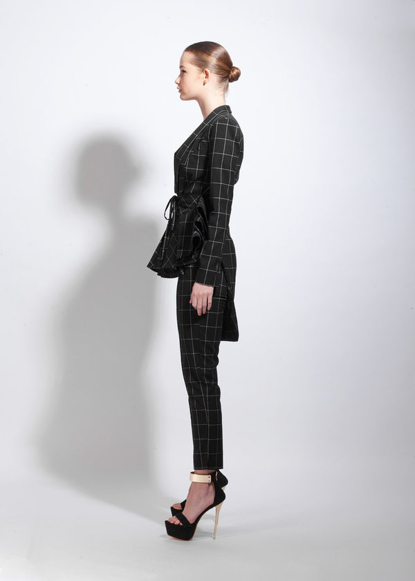 Black/White Striped Corset Suit