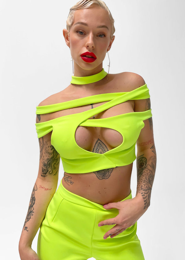 Cut-Out Strap Top Neon Green