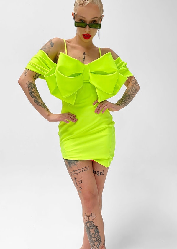 The 'Bow Dress' Dress Neon Green