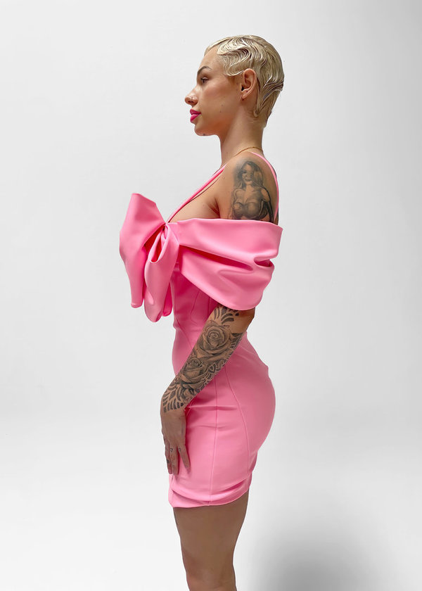 The 'Bow Dress' Neon Pink