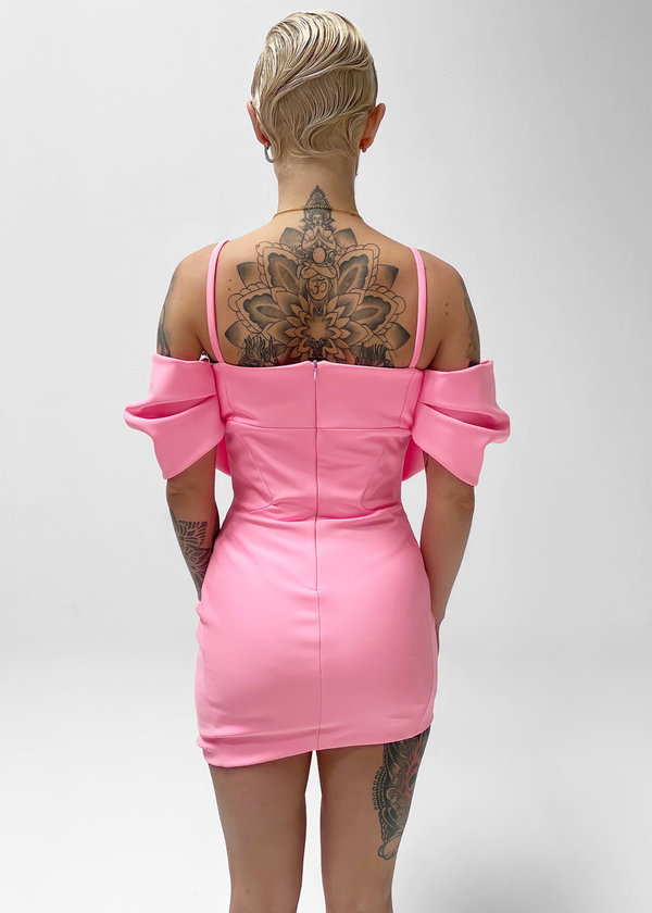 De 'Bow Dress' Jurk Neon Roze