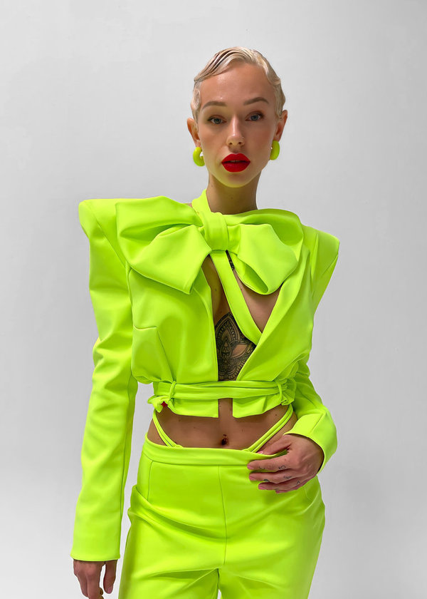 Wrap Jacket With Bow Neon Green