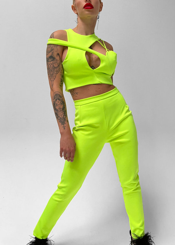 Tight Fit Pants Basic Model Neon Green
