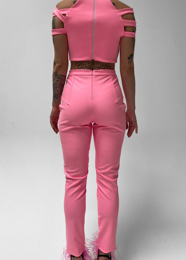 Tight Fit Pantalon Basis Model Neon Roze