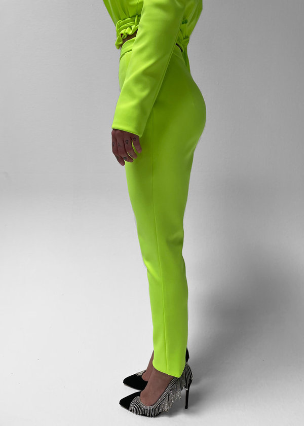 *COMPLETE SET* Asymmetrische Cut-Out Top + Pantalon Neon-Groen